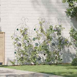 vidaXL Gard de Grădină 3 pcs Verde 112 x 40 cm Oțel imagine