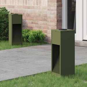 vidaXL Lampa de parcurs LED solar 2 pcs Verde măsliniu imagine