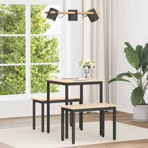 vidaXL Masă de dining natural 60 x 60 x 75 cm Lemn de pin masiv imagine