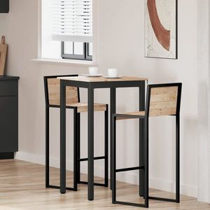 vidaXL Masă de bar natural 60 x 60 x 105 cm Lemn de pin masiv imagine