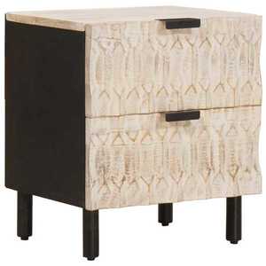 vidaXL Dulap de noapte Alb 40 x 33 x 46 cm Lemn de mango solid imagine