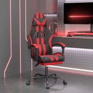 vidaXL Scaun de gaming pivotant/suport picioare negru/roșu piele eco imagine