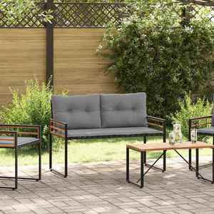 vidaXL Bancă cu strat din lemn cu pernă Gri deschis 114 x 55 x 77 cm imagine