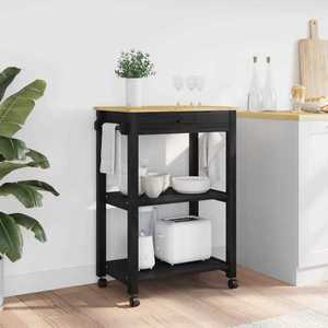 vidaXL Troler de Bucătărie Simplu Negru 60 x 40 x 88, 5 cm imagine