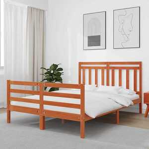 vidaXL Cadru de pat cu headboard Maroniu cerat 140 x 188 cm imagine
