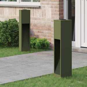 vidaXL Lampa de parcurs LED solar 2 pcs Verde măsliniu imagine