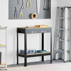 vidaXL Bănci de lucru cu sertar Negru 81 x 41 x 145 cm Lemn compozit imagine