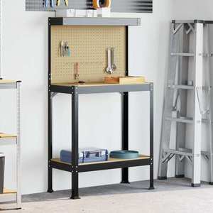 vidaXL Bănci de lucru cu raft Negru 81 x 41 x 145 cm Lemn compozit imagine