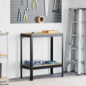 vidaXL Bănci de lucru cu raft Negru 81 x 41 x 145 cm Lemn compozit imagine