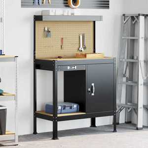 vidaXL Bănci de lucru cu sertar Negru 81 x 41 x 145 cm Lemn compozit imagine