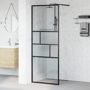 vidaXL Zid de duș walk-in Negru 80 x 195 x 0.5 cm Sticlă și Aluminiu imagine