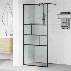 vidaXL Zid de duș walk-in Negru 80 x 195 x 0.5 cm Sticlă și Aluminiu imagine