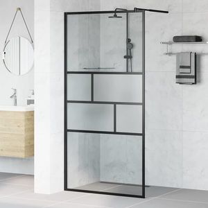 vidaXL Zid de duș walk-in Negru 80 x 195 x 0.5 cm Sticlă și Aluminiu imagine