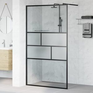 vidaXL Zid de duș walk-in Negru 80 x 195 x 0.5 cm Sticlă și Aluminiu imagine