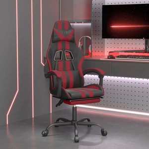 vidaXL Scaun gaming pivotant/suport picioare negru/roșu vin piele eco imagine