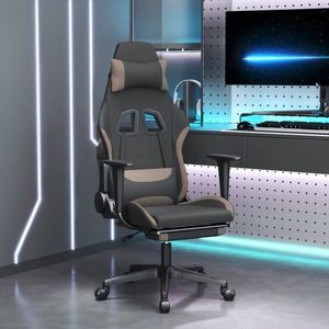 vidaXL Scaun de gaming cu taburet, negru și gri taupe, textil imagine