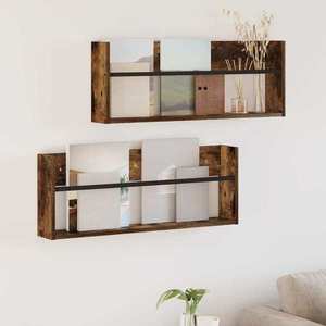 vidaXL Raft pentru reviste 2 pcs Stejar fumuriu 80 x 12 x 30 cm imagine