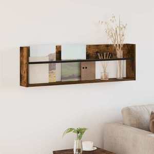 vidaXL Raft pentru reviste cu raft Stejar fumuriu 100 x 12 x 30 cm imagine