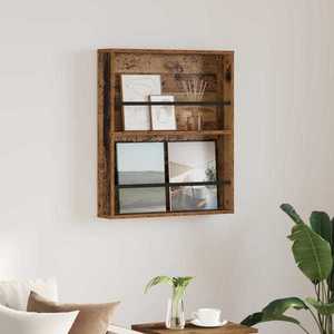 vidaXL Raft pentru reviste Lemn vechi 60 x 12 x 70 cm Lemn compozit imagine
