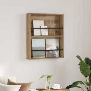 vidaXL Raft pentru reviste cu raft Stejar Artizanal 60 x 12 x 70 cm imagine