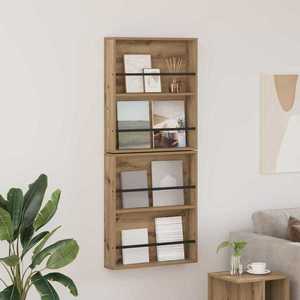 vidaXL Raft pentru reviste 2 pcs Stejar Artizanal 60 x 12 x 70 cm imagine