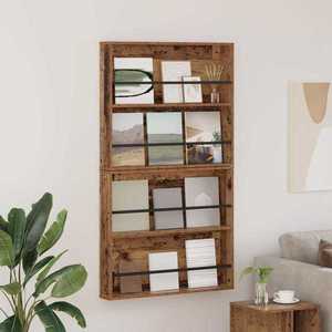 vidaXL Raft pentru reviste cu raft 2 pcs Lemn vechi 80 x 12 x 70 cm imagine