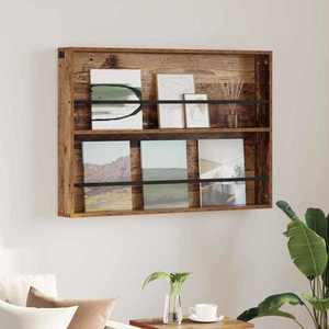 vidaXL Raft pentru reviste Lemn vechi 100 x 12 x 70 cm Lemn compozit imagine