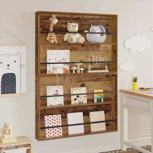 vidaXL Raft pentru reviste cu raft 2 pcs Lemn vechi 100 x 12 x 70 cm imagine