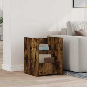 vidaXL Raft pentru reviste cu raft Stejar fumuriu 35 x 35 x 45 cm imagine
