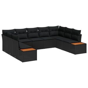 vidaXL Set de canapele pentru grădină cu pernă 5 pcs Negru Rattan poli imagine