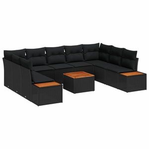 vidaXL Set de canapele pentru grădină cu pernă 5 pcs Negru Poliratan imagine