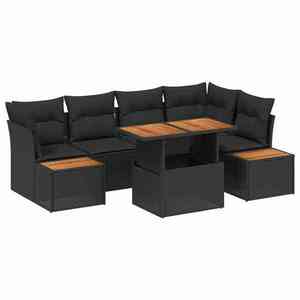 vidaXL Set de canapele pentru grădină 10 pcs Negru Rattan poli imagine