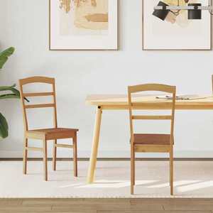 vidaXL Scaun de sufragerie 2 pcs natural Lemn Solid de Cauciuc imagine