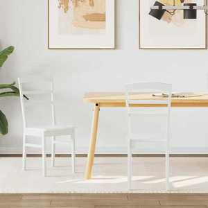 vidaXL Scaun de sufragerie 2 pcs Alb Lemn Solid de Cauciuc imagine