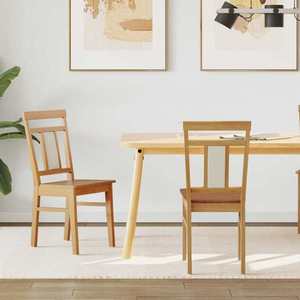 vidaXL Scaun de sufragerie 2 pcs natural Lemn Solid de Cauciuc imagine