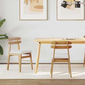 vidaXL Scaun de sufragerie 2 pcs Natural și deschis imagine