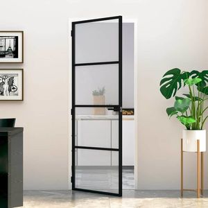 vidaXL Ușă Interioară Neagră 76x201, 5 cm din Sticlă Termoizolantă și Aluminiu Subțire imagine