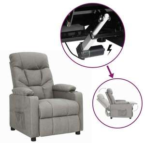 vidaXL Fotoliu cu ridicare, gri deschis, textil imagine