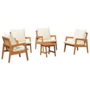 vidaXL Set bistro cu pernă 5 pcs Maro Lemn Solid de Acacia imagine