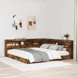 vidaXL Pat bibliotecă Stejar afumat 180 x 200 cm Lemn compozit imagine