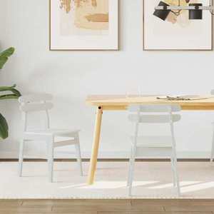 vidaXL Scaun de sufragerie 2 pcs Alb Lemn Solid de Cauciuc imagine