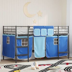 vidaXL Cadru de Pat Pe Două Niveluri pentru Copii cu Cortine imagine