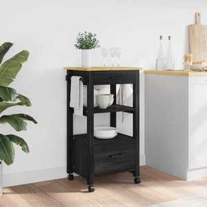 vidaXL Troler de Bucătărie Simplu Negru imagine