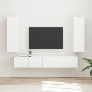 vidaXL Set comodă TV Pe perete 3 pcs Alb Lemn compozit imagine