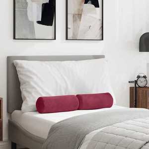 vidaXL Perne Bolster 2 pcs Roșu Vin Ø 15 x 40 cm Țesătură din corduroy imagine