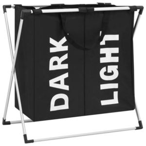 vidaXL Coș de sortare rufe cu 2 secțiuni, negru imagine