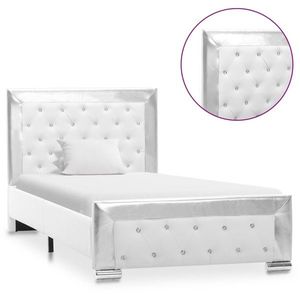 vidaXL Cadru de pat, alb, 90 x 200 cm, piele ecologică imagine