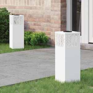 vidaXL Lumină LED Solară pentru Alei 2 pcs Alb Oțel laminat la rece imagine