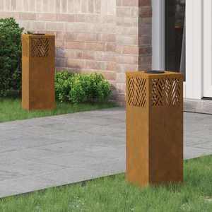 vidaXL Lumină LED Solară pentru Alei 2 pcs Oțel Corten Oțel Corten imagine