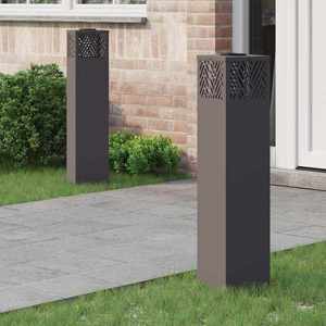 vidaXL Lumină LED Solară pentru Alei 2 pcs Negru Oțel laminat la rece imagine